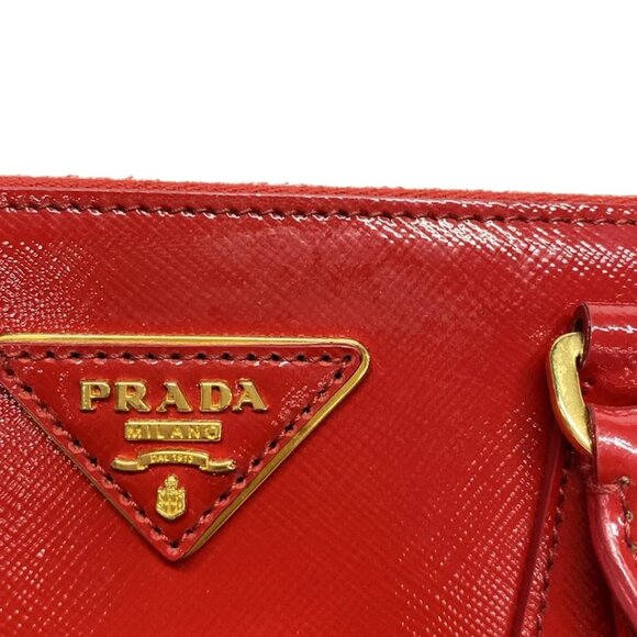 PRADA Galleria Mini Bag Red Patent Leather Handbag 738-082725 - Picture 9 of 14